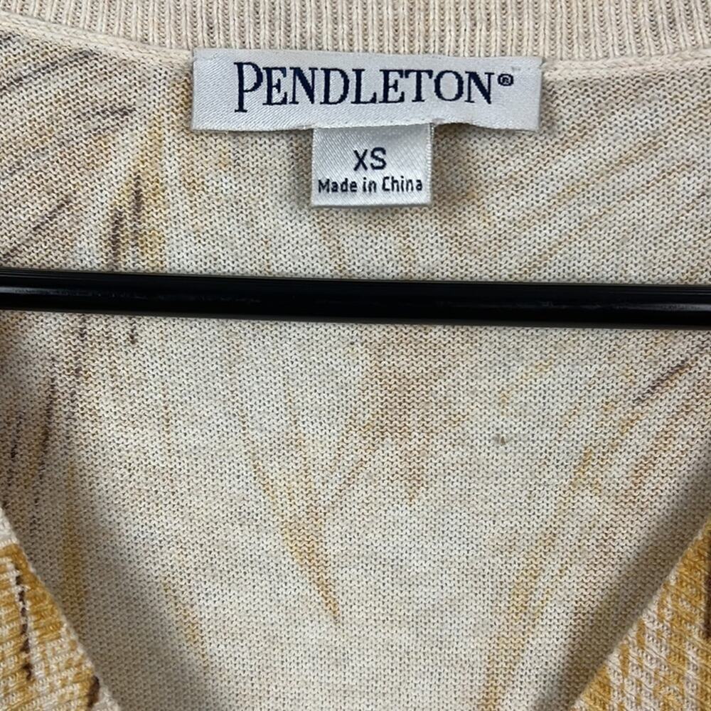 Pendleton cotton wheat patterned knit short sleeved button-down cardigan - Picture 3 of 10
